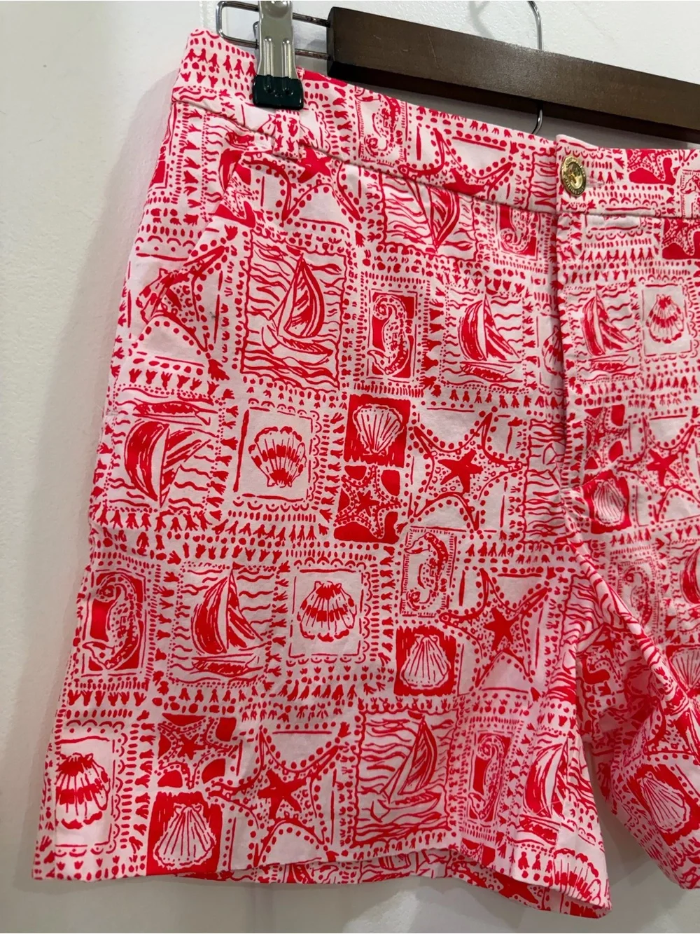 Lilly Pulitzer Gretchen Shorts Miner Red Seaside Harbour Size 6 Nautical 🐚🐚🐚